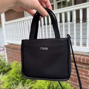 Vintage 90s Y2K Black Canvas Small Tote Handbag Crossbody